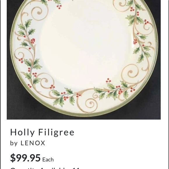 Lenox Holly Filigree Dinner plate - Picture 2 of 4